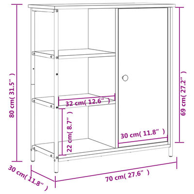 vidaXL Příborník kouřový dub 70 x 30 x 80 cm kompozitní dřevo