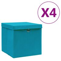 vidaXL Úložné boxy s víky 4 ks 28 x 28 x 28 cm bledě modré