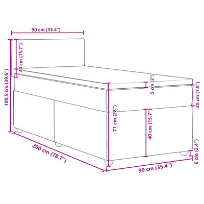 vidaXL Box spring postel s matrací světle šedá 90x200 cm textil