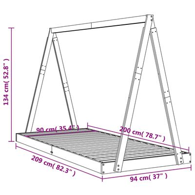 vidaXL Dětská postel bílá 90 x 200 cm masivní borové dřevo