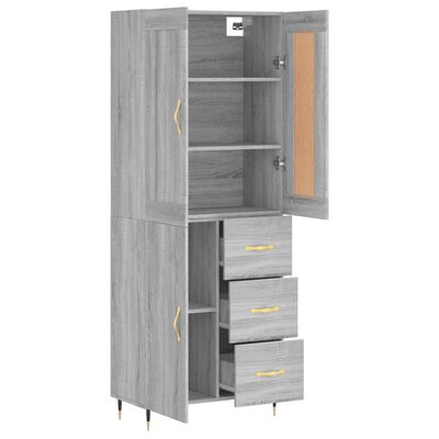 vidaXL Skříň highboard šedá sonoma 69,5 x 34 x 180 cm kompozitní dřevo