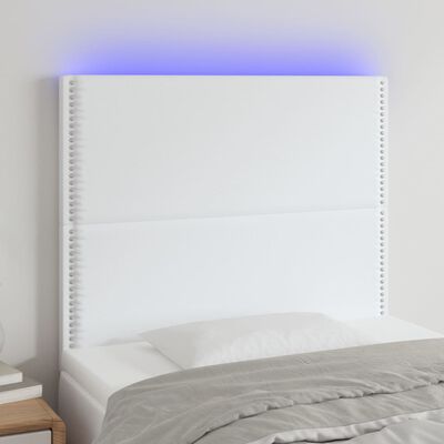 vidaXL Čelo postele s LED bílé 100x5x118/128 cm umělá kůže