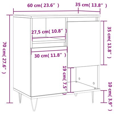 vidaXL Příborník betonově šedý 60 x 35 x 70 cm kompozitní dřevo