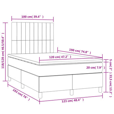 vidaXL Box spring postel s matrací a LED černá 120x190 cm textil