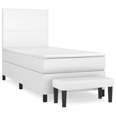 vidaXL Box spring postel s matrací bílá 80 x 200 cm umělá kůže