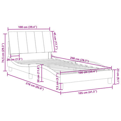 vidaXL Rám postele s čelem tmavě zelený 100x200 cm samet