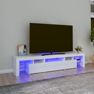 vidaXL TV skříňka s LED osvětlením bílá vysoký lesk 200x36,5x40 cm