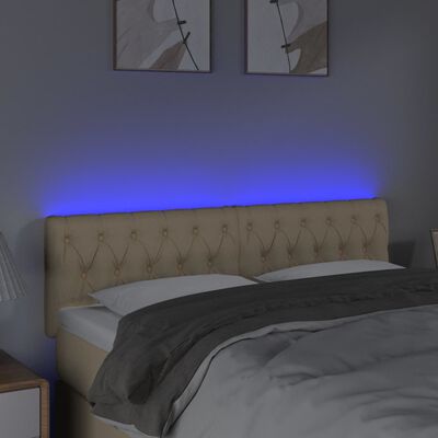 vidaXL Čelo postele s LED krémové 160 x 7 x 78/88 cm textil