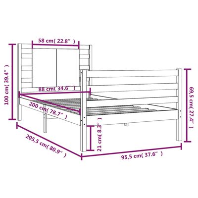 vidaXL Postel bez matrace bílá 90 x 200 cm masivní borovice