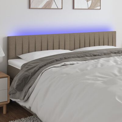 vidaXL Čelo postele s LED taupe 200x5x78/88 cm textil