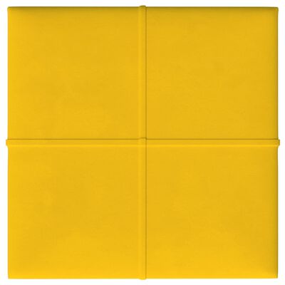 vidaXL Nástěnné panely 12 ks žluté 30 x 30 cm samet 1,08 m²