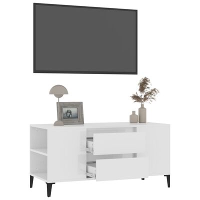 vidaXL TV skříňka bílá vysoký lesk 102 x 44,5 x 50 cm kompozitní dřevo