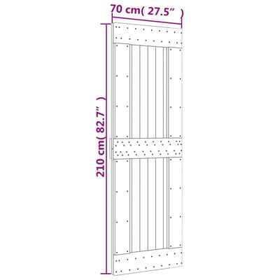 vidaXL Posuvné dveře s kováním 70 x 210 cm masivní borové dřevo