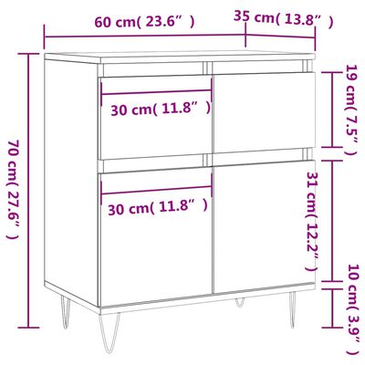 vidaXL Příborník betonově šedý 60 x 35 x 70 cm kompozitní dřevo