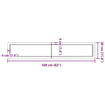 vidaXL Koupelnová deska 160x30x(2-6) cm neošetřené masivní dřevo