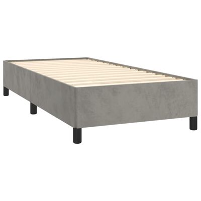 vidaXL Box spring postel s matrací světle šedá 90x200 cm samet