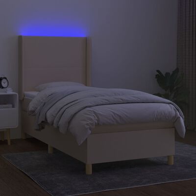 vidaXL Box spring postel s matrací a LED krémová 80 x 200 cm textil