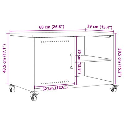 vidaXL TV skříňka hořčicově žlutá 68 x 39 x 43,5 cm ocel