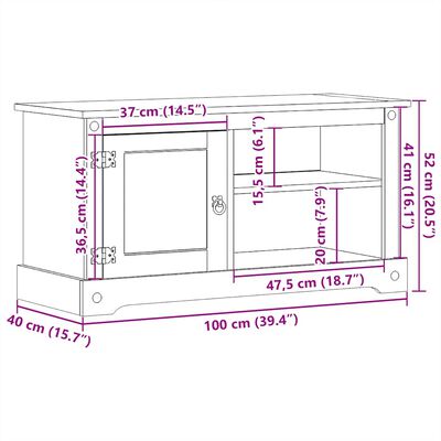 vidaXL TV skříňka Corona 100 x 40 x 52 cm masivní borové dřevo