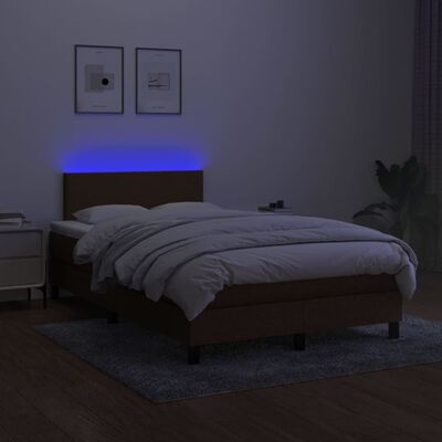 vidaXL Box spring postel s matrací a LED tmavě hnědá 120x200 cm textil