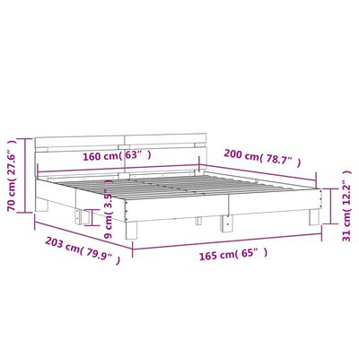 vidaXL Rám postele s čelem betonově šedý 160 x 200 cm kompozitní dřevo