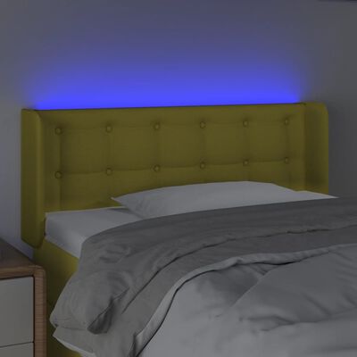 vidaXL Čelo postele s LED zelené 93 x 16 x 78/88 cm textil