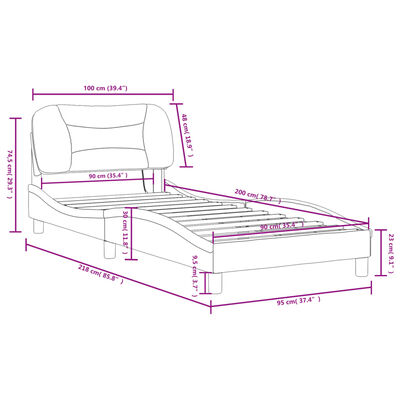 vidaXL Rám postele s LED osvětlením černý 90 x 200 cm umělá kůže