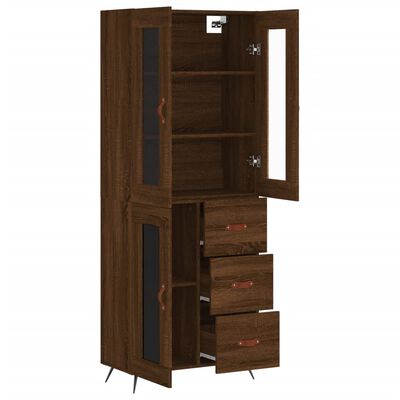 vidaXL Skříň highboard hnědý dub 69,5 x 34 x 180 cm kompozitní dřevo