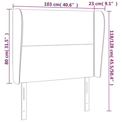 vidaXL Čelo postele typu ušák tmavě šedé 103x23x118/128 cm textil