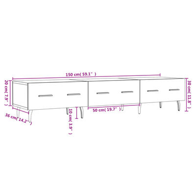 vidaXL TV skříňka bílá 150 x 36 x 30 cm kompozitní dřevo