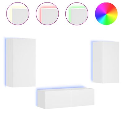 vidaXL 3dílná obývací stěna s LED osvětlením bílá