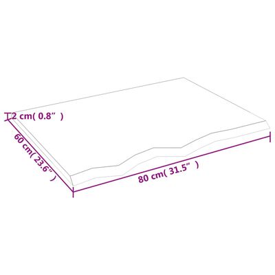 vidaXL Koupelnová deska světle hnědá 80 x 60 x 2 cm ošetřený masiv