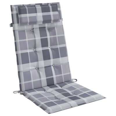 vidaXL Podušky na židli s vysokým opěradlem 4 ks šedé kárované oxford