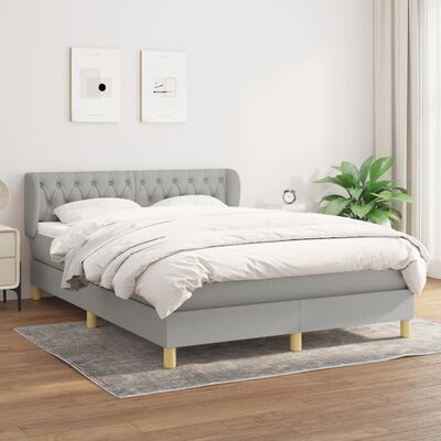 vidaXL Box spring postel s matrací světle šedá 140 x 200 cm textil