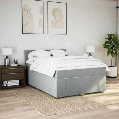 vidaXL Box spring postel s matrací světle šedá 140 x 200 cm textil