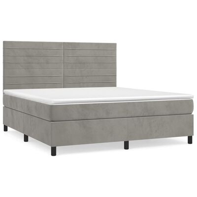 vidaXL Box spring postel s matrací světle šedá 180x200 cm samet