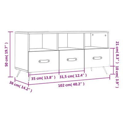 vidaXL TV skříňka hnědý dub 102 x 36 x 50 cm kompozitní dřevo