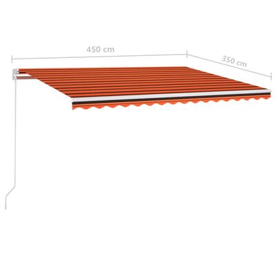 vidaXL Ručně zatahovací markýza s LED světlem 450x350 cm oranžovohnědá