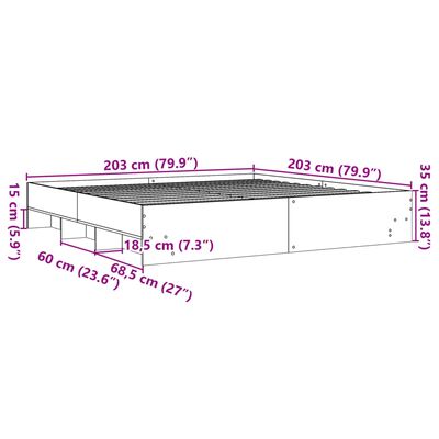 vidaXL Rám postele dub sonoma 200 x 200 cm kompozitní dřevo