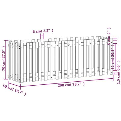 vidaXL Vyvýšený záhon plotový design černý 200x50x70 cm masiv borovice