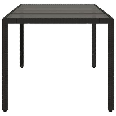 vidaXL Zahradní stůl se skleněnou deskou černý 190x90x75 cm polyratan