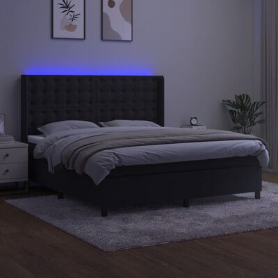 vidaXL Box spring postel s matrací a LED černá 160x200 cm samet