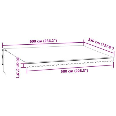 vidaXL Automatická zatahovací markýza s LED antracit a bílá 600x350 cm