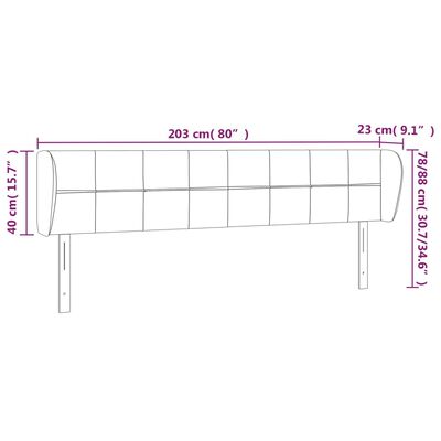 vidaXL Čelo postele typu ušák černé 203x23x78/88 cm samet