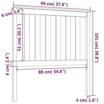 vidaXL Čelo postele 96 x 6 x 101 cm masivní borovice