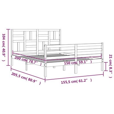 vidaXL Rám postele s čelem bílý King Size masivní dřevo