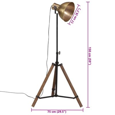 vidaXL Stojací lampa 25 W staromosaz 75 x 75 x 90–150 cm E27