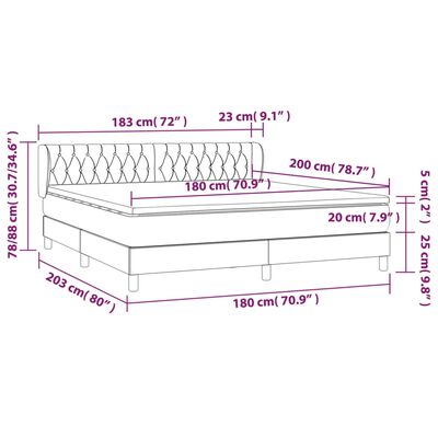 vidaXL Box spring postel s matrací světle šedá 180x200 cm samet