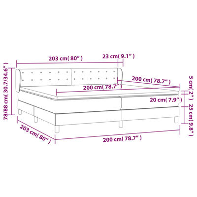 vidaXL Box spring postel s matrací světle šedá 200x200 cm samet