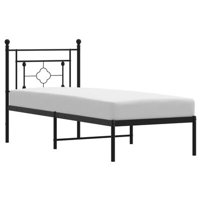 vidaXL Kovový rám postele s čelem černý 80 x 200 cm